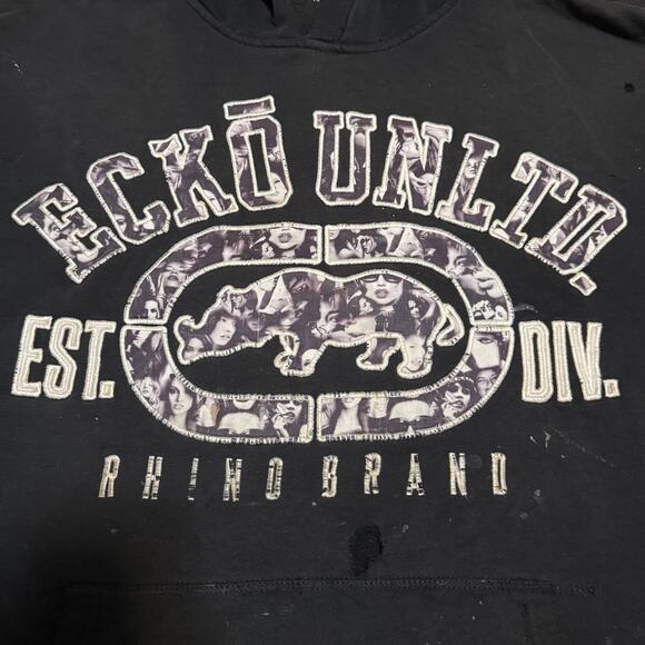 Vintage Ecko Unltd Girl Logo Hoodie Size 2XL Distressed Thrashed Y2K - Picture 2 of 8